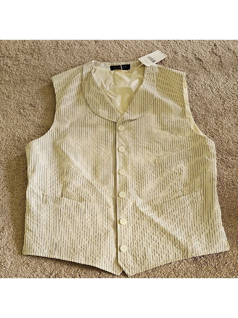 Ralph Lauren Double RL Cream and Gray Striped Vest